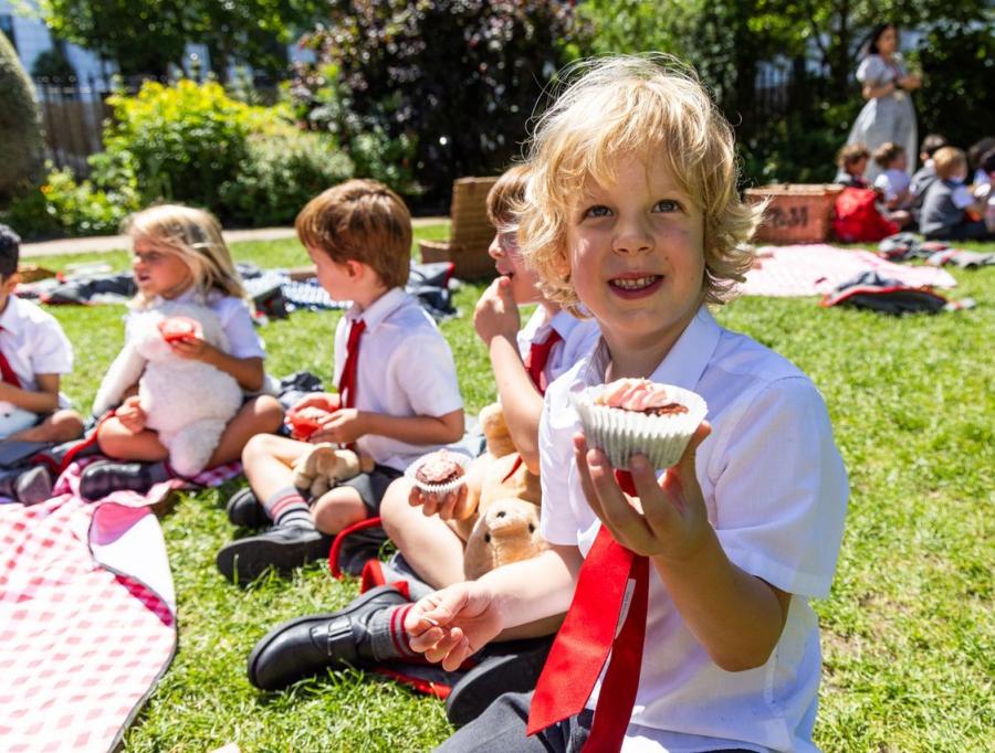 Students having a meal