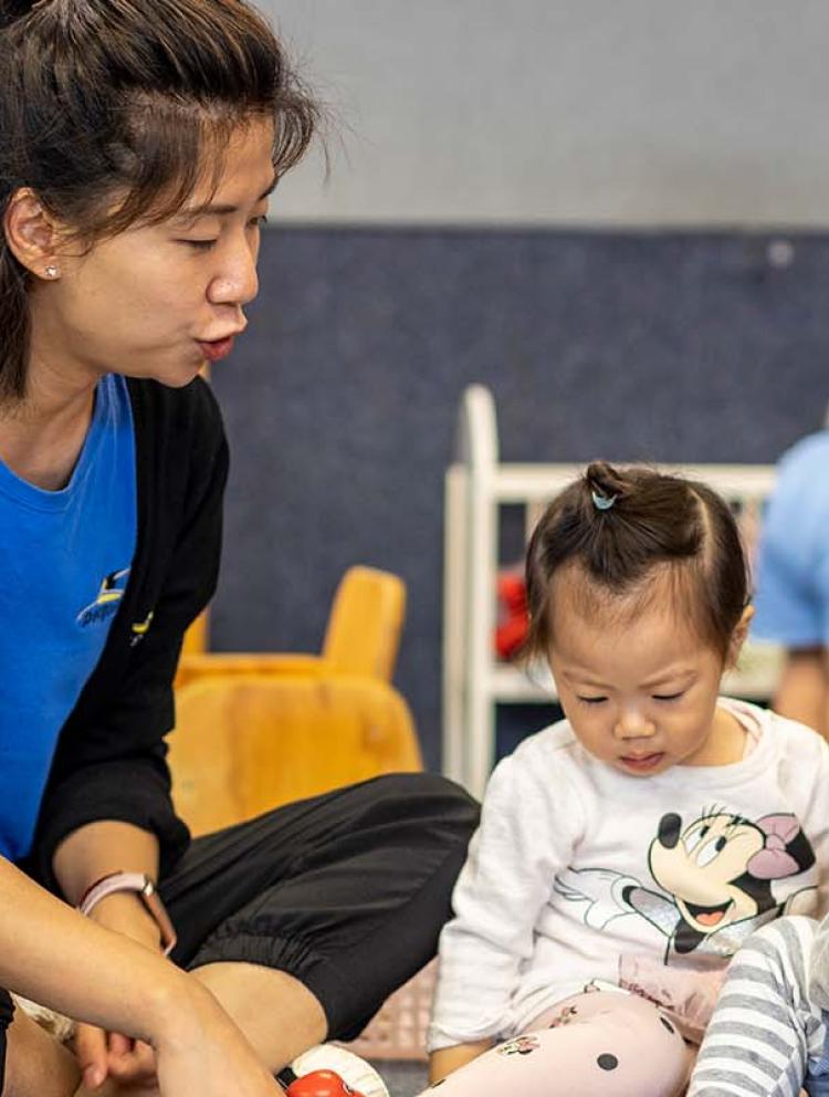 Teacher and kids