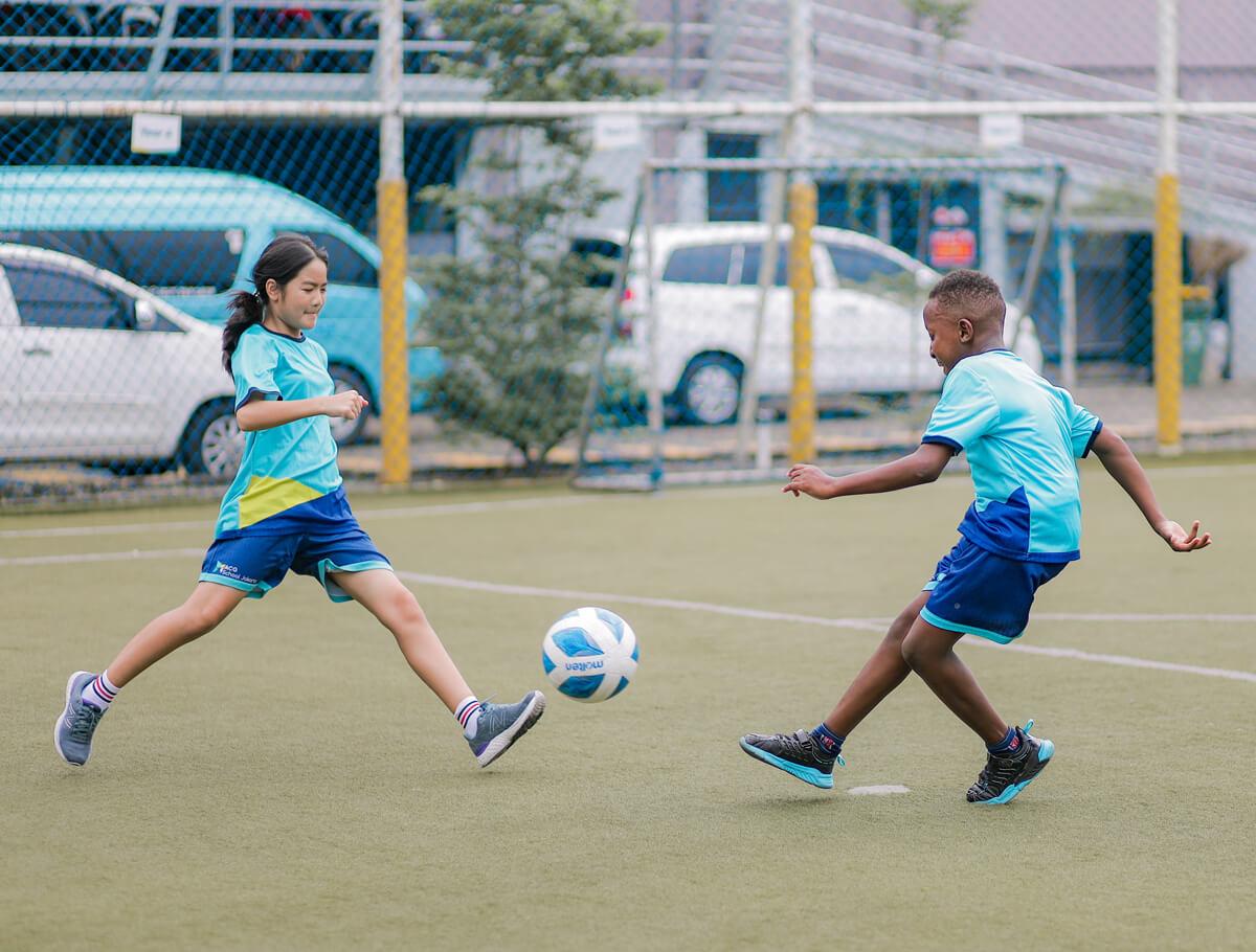 Students playing football