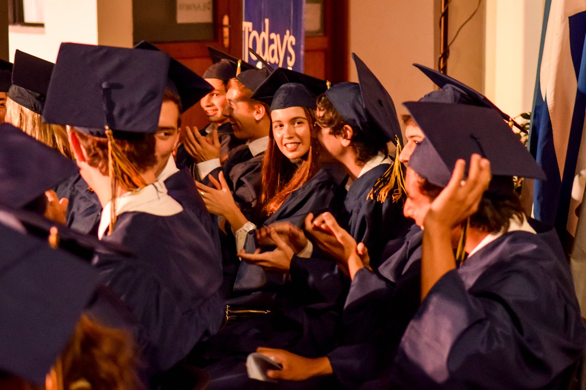 students waiting to be called on stage