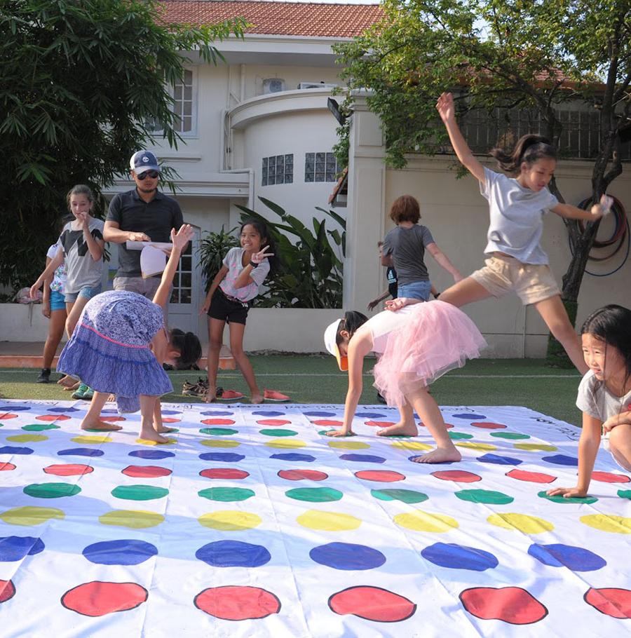 Students dancing and jumping