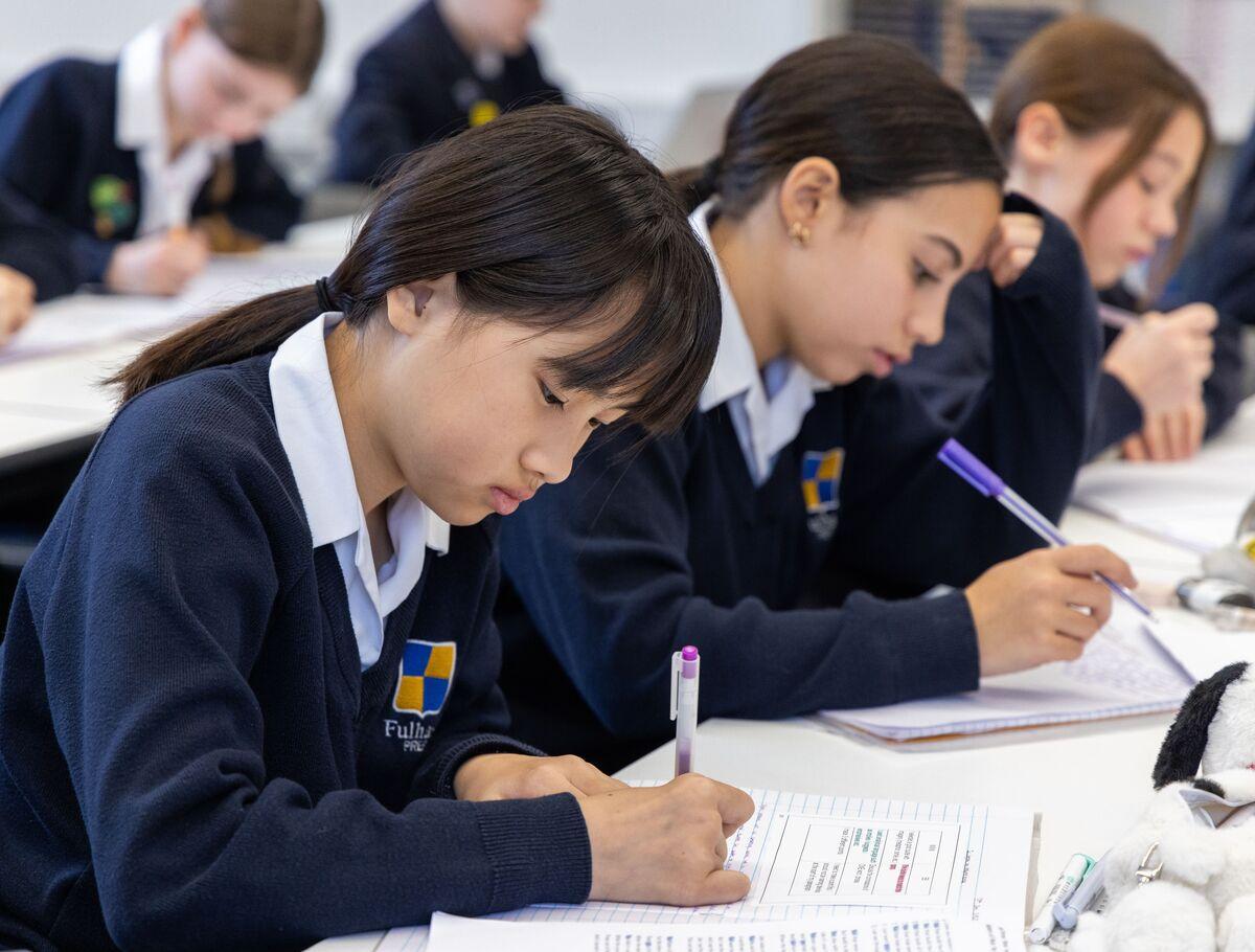 Fulham prep students writing in class