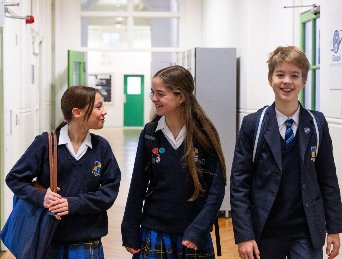 Fulham Prep students walking down corridor