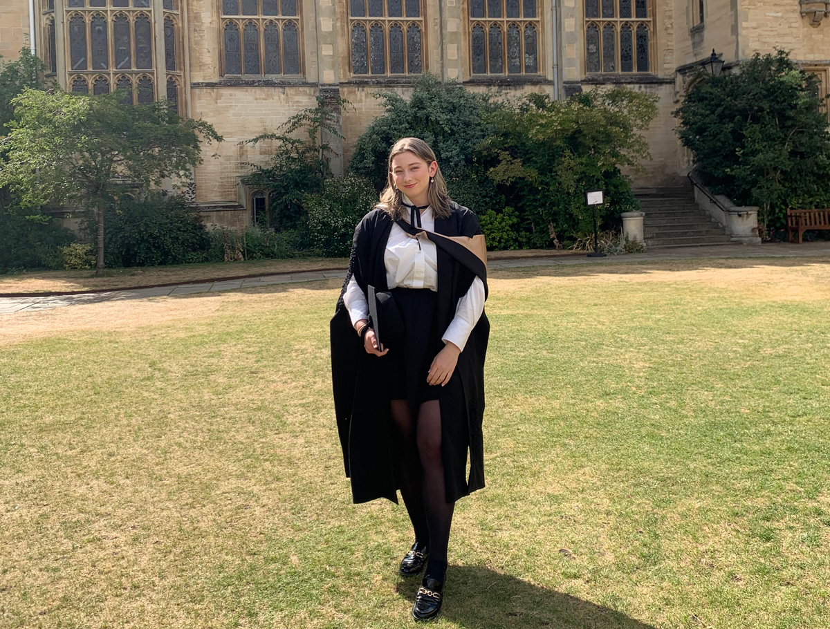 Caitlin outside campus