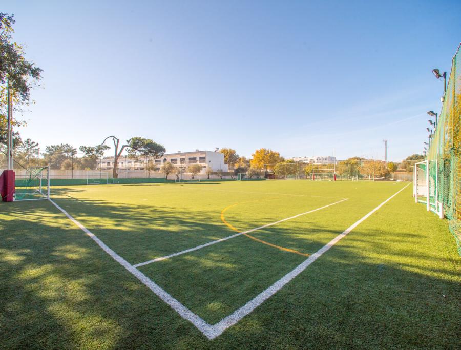 Dois campos de futebol e rugby em relva sintética